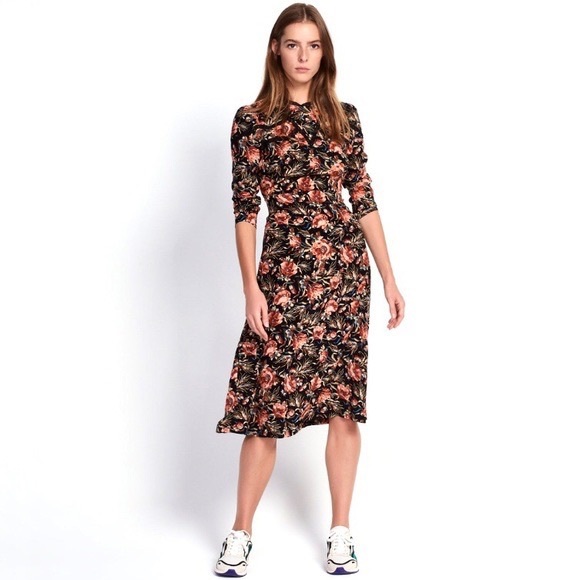 SANDRO 'Sven' Silk Midi Dress Size 2 - Picture 1 of 10